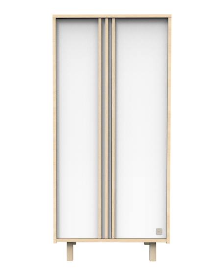 Armoire 2 portes en décor chêne velours et avec appliques en bois - nature Blanc 1 - vertbaudet enfant 
