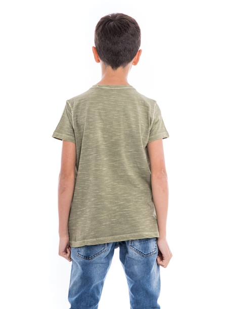 T-shirt col rond pur coton nedelko garçon Kaki 2 - vertbaudet enfant 