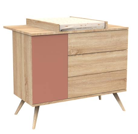 Commode 1 porte et 3 tiroirs - seventies Marron/ecru+Marron/orange+Marron/vert 7 - vertbaudet enfant 