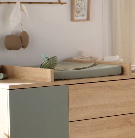 Matelas à langer avec sa housse en double gaze de coton et sa serviette - uni sauge Beige+Rose+Rouge+Vert 9 - vertbaudet enfant 