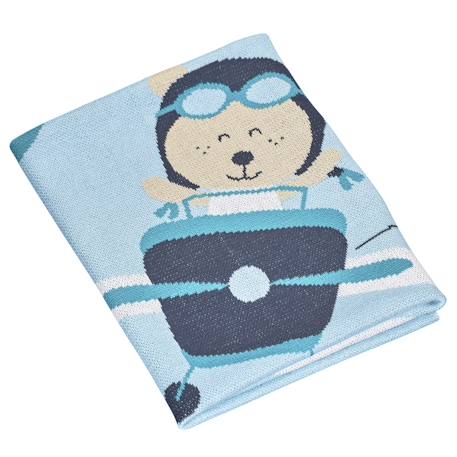 Couverture maille en coton - lazare Bleu 1 - vertbaudet enfant 