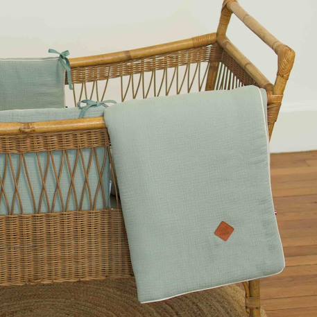 Couverture en gaze de coton jeanne Beige+Blanc+Blanc à pois or+Bleu+Camel+Écru+Gris clair+Terracotta+Vert de gris+Vieux rose 45 - vertbaudet enfant 