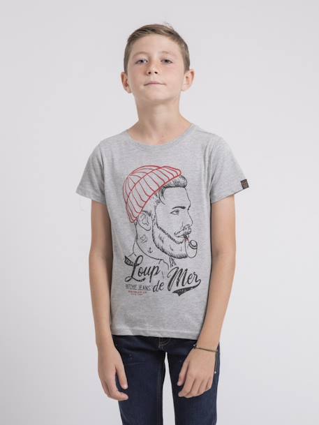 T-shirt col rond pur coton jouancy garçon Gris clair+Gris fonce 1 - vertbaudet enfant 