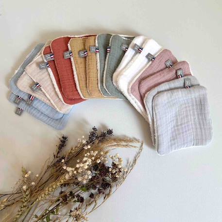 Lot de 8 lingettes lavables bambou et gaze de coton jeanne Multicolore 4 - vertbaudet enfant 