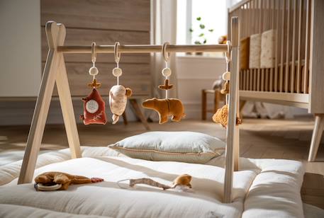 Arche d'éveil bois avec 4 jouets Beige/bleu+Beige/jaune+Beige/rose+Bleu+Ecru/caramel+Jaune+Jaune/vert+Marron+Rose 22 - vertbaudet enfant 