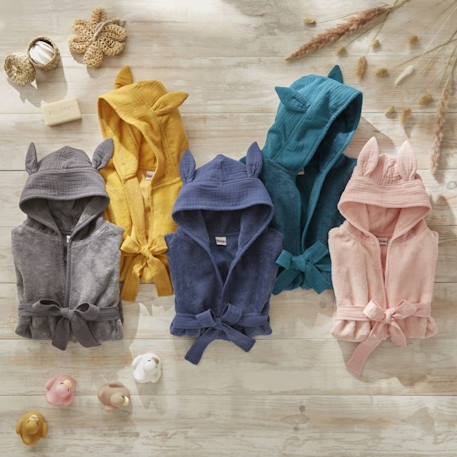 Peignoir bébé et enfant à capuche en bambou Écru+Rose clair+Vert d'eau 6 - vertbaudet enfant 