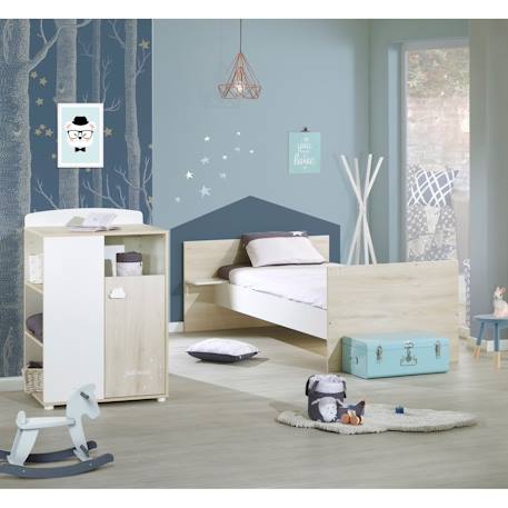 Lit bébé combiné evolutif en bois - smile Blanc+Gris 3 - vertbaudet enfant 