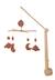 Mobile musical bébé en bois avec 4 jouets - uni petale Beige+Rose+Rouge+Vert 5 - vertbaudet enfant 