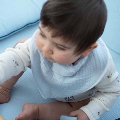 Bavoir bandana gaze de coton jeanne Beige+Blanc+Blanc à pois or+Bleu+Camel+Écru+Gris clair+Terracotta+Vert de gris+Vieux rose 32 - vertbaudet enfant 