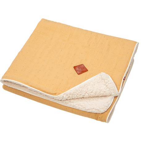 Couverture en gaze de coton et sherpa jeanne Beige+Blanc à pois or+Bleu+Camel+Camel à pois or+Écru+Gris+Rose+Terracotta+Vert à pois or+Vert de gris 19 - vertbaudet enfant 