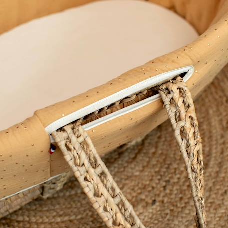 Habillage de couffin en gaze de coton pois dorés Blanc+Camel+Vert 10 - vertbaudet enfant 