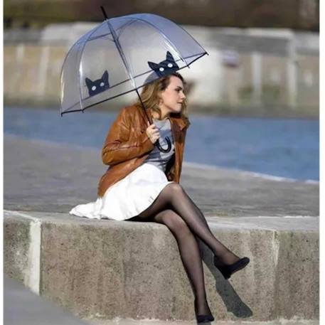 Parapluie transparent long et automatique chat Noir 2 - vertbaudet enfant 