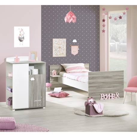 Lit bébé combiné evolutif en bois - smile Blanc+Gris 10 - vertbaudet enfant 