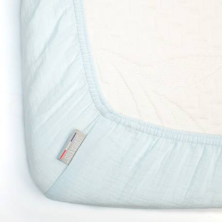 Drap housse berceau en gaze de coton à carreaux Beige+Blanc+Bleu ciel+Rose 8 - vertbaudet enfant 