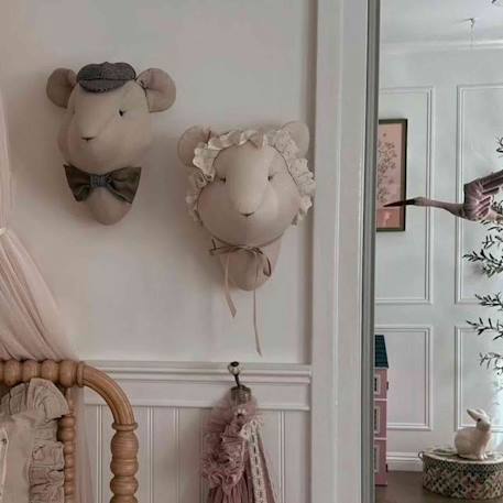 Trophée mural souris edouard en lin – décoration chambre bébé enfant Beige 3 - vertbaudet enfant 