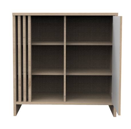 Commode 1 porte colorée et 3 niches avec claustra en bois décor chêne suave - tokyo Blanc/marron+Rouge/marron+Vert/marron 3 - vertbaudet enfant 