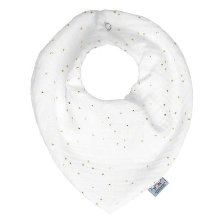 Bavoir bandana gaze de coton jeanne Beige+Blanc+Blanc à pois or+Bleu+Camel+Écru+Gris clair+Terracotta+Vert de gris+Vieux rose 11 - vertbaudet enfant 