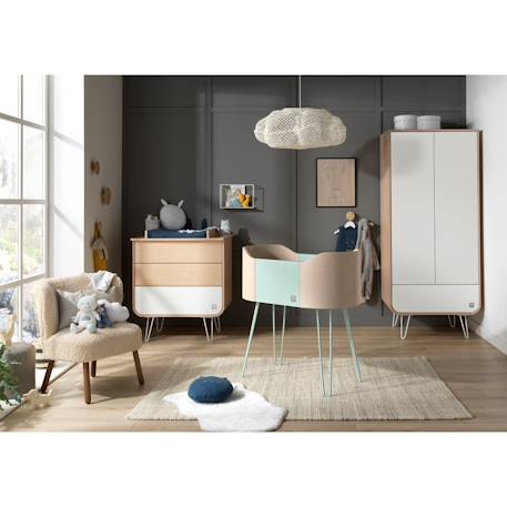 Berceau pieds métal - galopin Bleu+Gris+Orange 4 - vertbaudet enfant 