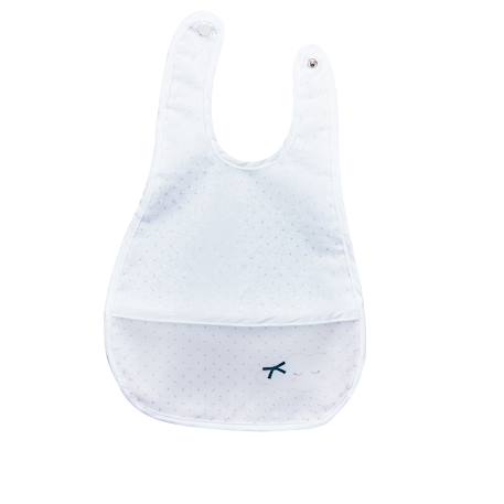 Bavoir plastifié avec récupérateur - miss fleur de lune Blanc+Rose/blanc 1 - vertbaudet enfant 