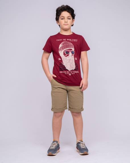 Bermuda chino bavolta garçon Beige+Bleu marine+Cognac+Marron+Noir+Rouge framboise 4 - vertbaudet enfant 