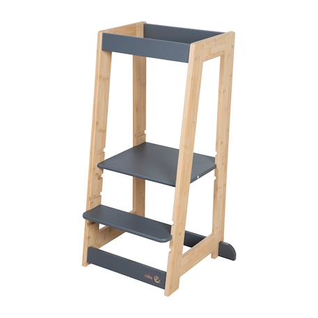 Tour d'apprentissage évolutive en bambou fsc® Anthracite+Anthracite - naturel+Blanc+Blanc - naturel+Naturel 6 - vertbaudet enfant 