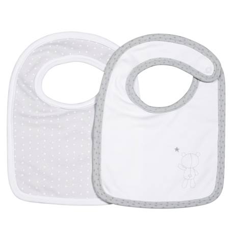 Bavoirs lot de 2 en coton - celeste Gris 1 - vertbaudet enfant 