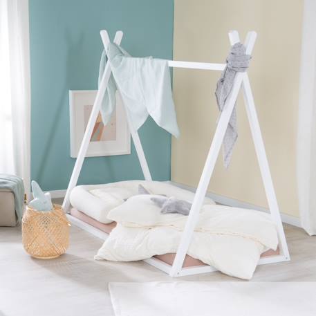Lit tipi en bois fsc® pour enfant - lit montessori au sol Blanc 3 - vertbaudet enfant 