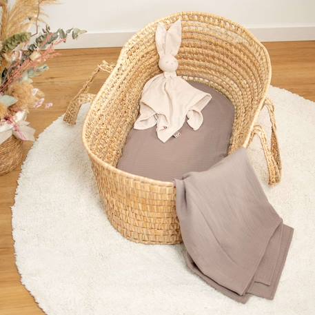 Drap housse couffin en double gaze à carreaux Beige+Blanc+Bleu+Bleu indigo+Gris clair+Marron+Rose 22 - vertbaudet enfant 