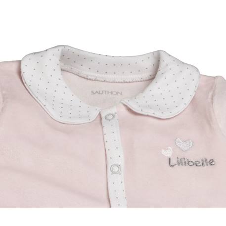 Pyjama bébé à manches longues en velours - lilibelle Blanc+Rose 6 - vertbaudet enfant 
