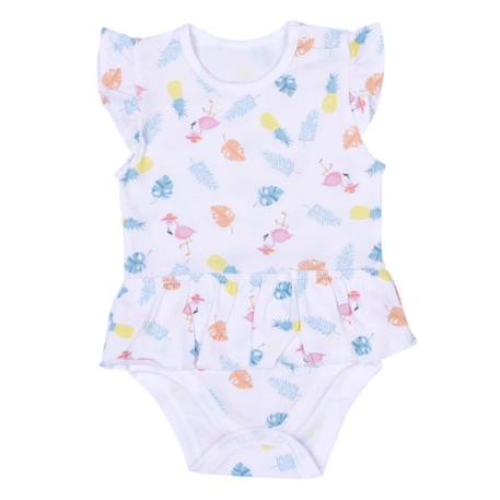 Body robe et chapeau en coton bio tropi Blanc 3 - vertbaudet enfant 