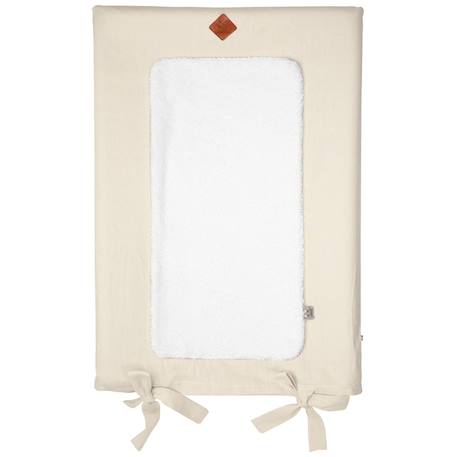 Housse de matelas à langer en lin lavé Beige+Écru+Vert 1 - vertbaudet enfant 