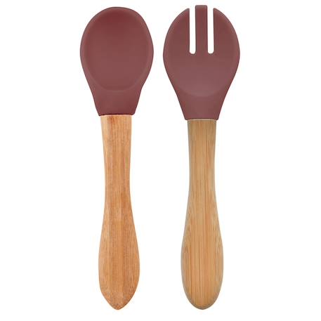 Set de couverts bébé fourchette et cuillère Caramel+Rose clair+Terracotta 10 - vertbaudet enfant 