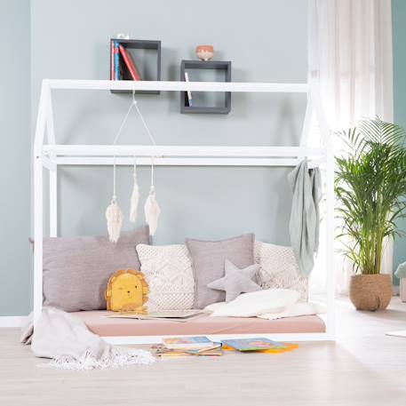 Lit cabane en bois fsc® pour enfant - lit montessori au sol Blanc 6 - vertbaudet enfant 