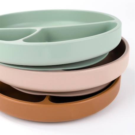 Assiette bébé à ventouse en silicone Caramel+Jaune+Rose clair+Terracotta 2 - vertbaudet enfant 