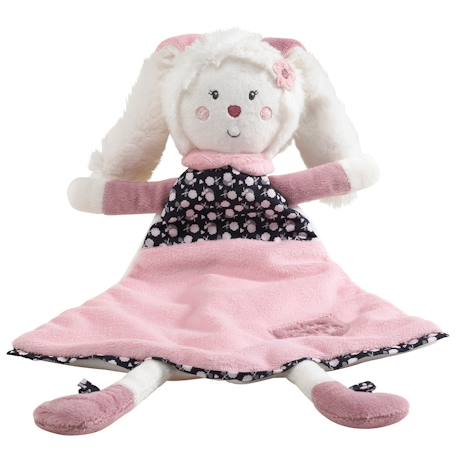 Doudou mouchoir lapin en velours - miss fleur de lune Blanc 1 - vertbaudet enfant 