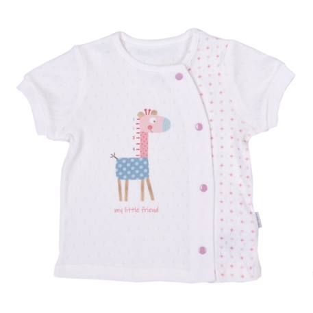 Ensemble t-shirt et short bébé en coton bio girafe Rose 2 - vertbaudet enfant 