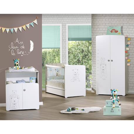 Armoire 2 portes bébé en mélamine - teddy Blanc 3 - vertbaudet enfant 
