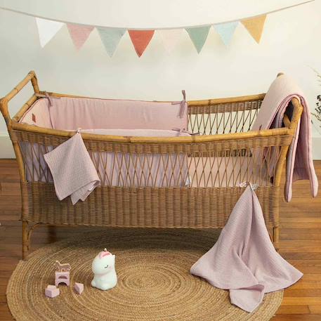 Tour de lit universel en gaze de coton jeanne Beige+Blanc+Blanc à pois or+Bleu+Camel+Écru+Gris clair+Rose+Terracotta+Vert de gris 40 - vertbaudet enfant 