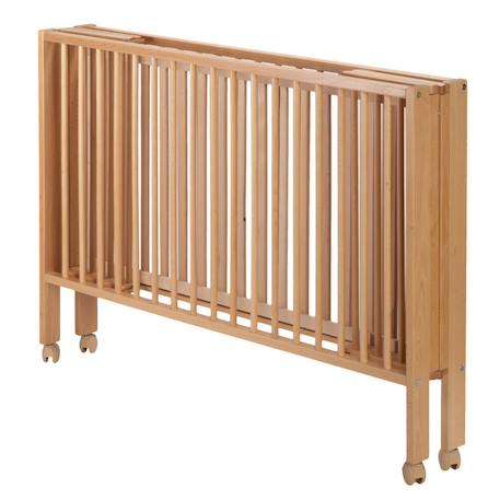 Lit pour enfant à barreaux pliable  avec matelas Blanc+Bois naturel 9 - vertbaudet enfant 