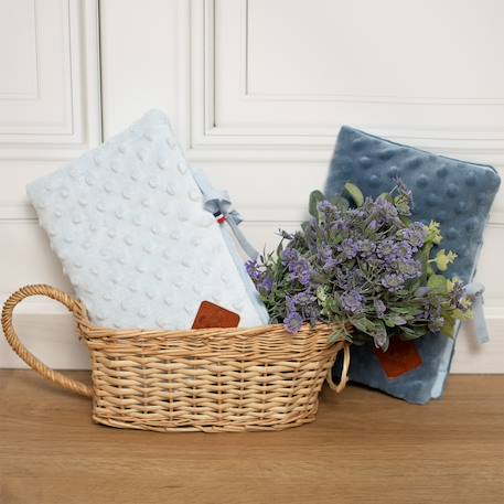 Protège carnet de santé en minky Bleu+Camel+Denim+Écru+Gris+Rose+Vert émeraude 12 - vertbaudet enfant 