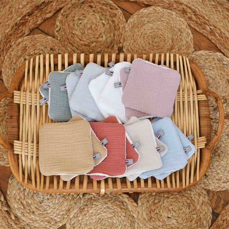 Lot de 8 lingettes lavables bambou et gaze de coton jeanne Multicolore 2 - vertbaudet enfant 