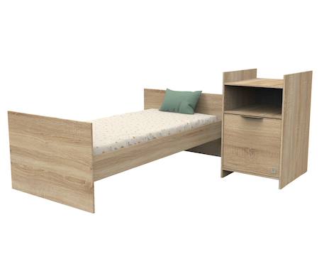 Lit bébé combiné évolutif avec porte décor chêne doré - azur Marron 2 - vertbaudet enfant 