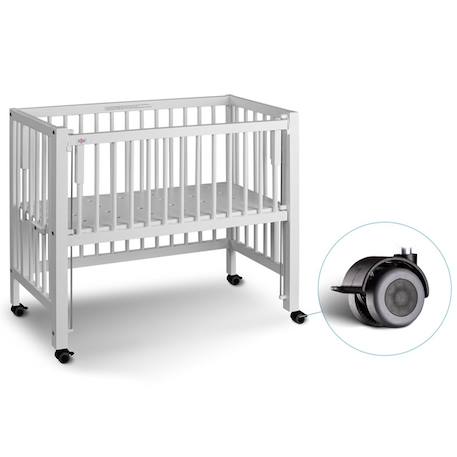 Lit berceau co-dodo à barrières coulissantes sophie Blanc+Bois naturel 4 - vertbaudet enfant 