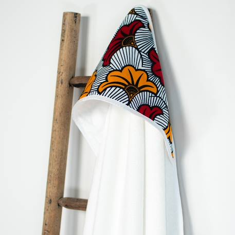 Grande cape de bain en coton et bambou wax fleurs de mariage Bleu+Rouge 6 - vertbaudet enfant 