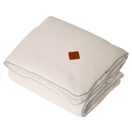 Couverture en gaze de coton jeanne Beige+Blanc+Blanc à pois or+Bleu+Camel+Écru+Gris clair+Terracotta+Vert de gris+Vieux rose 1 - vertbaudet enfant 