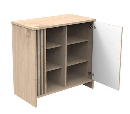 Commode 1 porte colorée et 3 niches avec claustra en bois décor chêne suave - tokyo Blanc/marron+Rouge/marron+Vert/marron 4 - vertbaudet enfant 