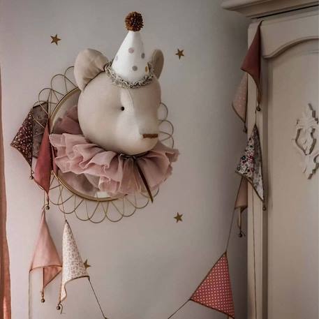 Trophée mural ours alexia en lin – décoration chambre bébé enfant Beige, alexia rose 2 - vertbaudet enfant 