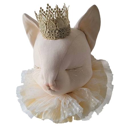 Trophée mural chat en lin – décoration chambre bébé enfant Écru 1 - vertbaudet enfant 