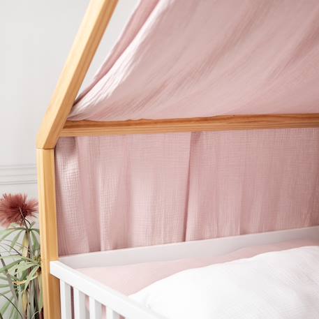Ciel de lit cabane toile en gaze de coton jeanne 420 x 130 cm Beige+Blanc+Bleu+Camel+Écru+Gris clair+Marron+Rose+Terracotta+Vert de gris 27 - vertbaudet enfant 