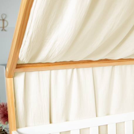 Ciel de lit cabane toile en gaze de coton jeanne 420 x 130 cm Beige+Blanc+Bleu+Camel+Écru+Gris clair+Marron+Rose+Terracotta+Vert de gris 15 - vertbaudet enfant 